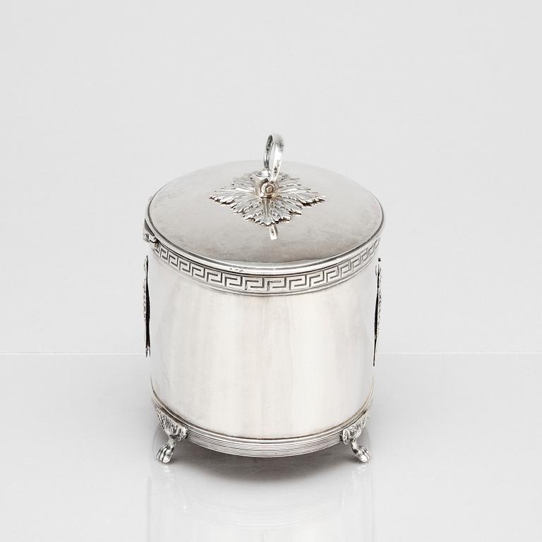 A Swedish Empire silver sugar-casket, mark of Pehr or Adolf Zethelius, Stockholm 1810.