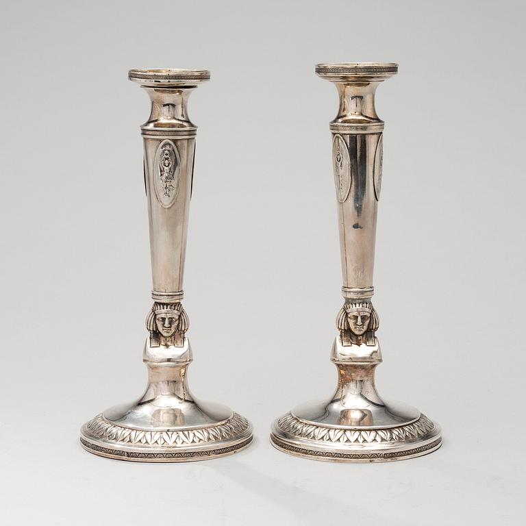 LJUSSTAKAR, silver, Tyskland 1800-talets början, vikt 580 g.