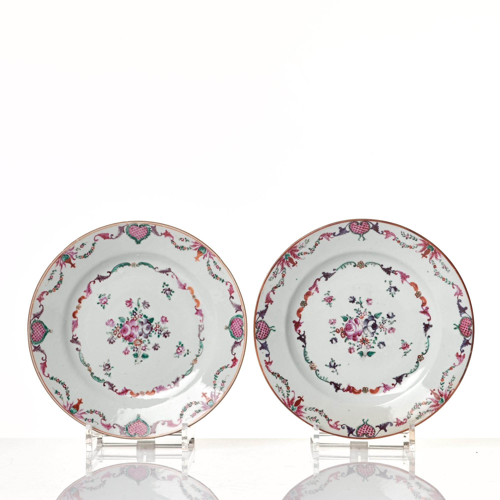 A set of 19 famille rose dishes, Qing dynasty, Qianlong (1736-95).
