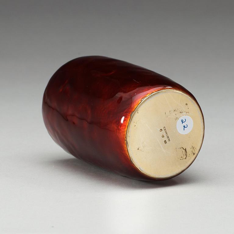 A C.G. Hallberg red enameled silver vase, Stockholm 1912.