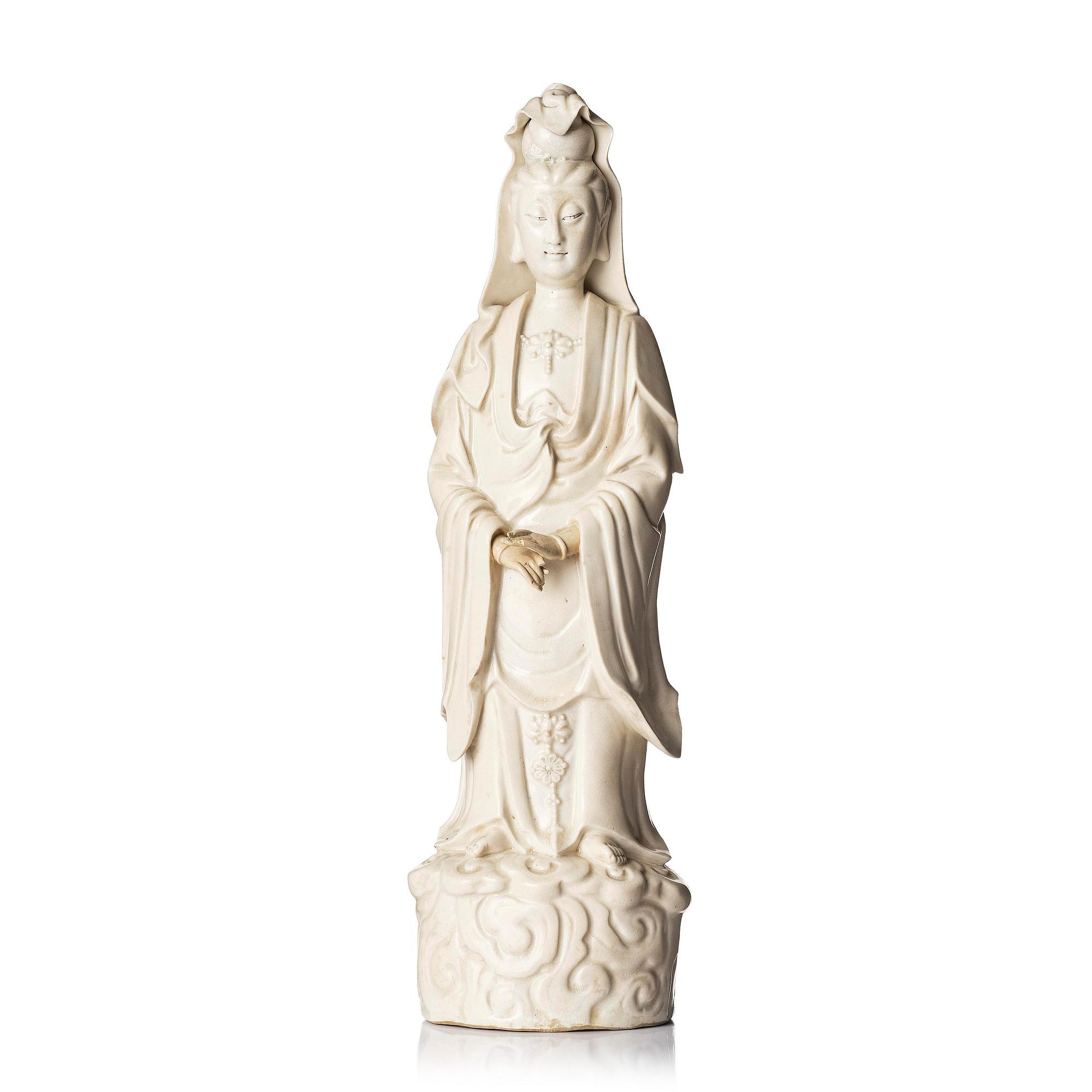A blanc de chine figure of Guanyin, Qing dynasty.