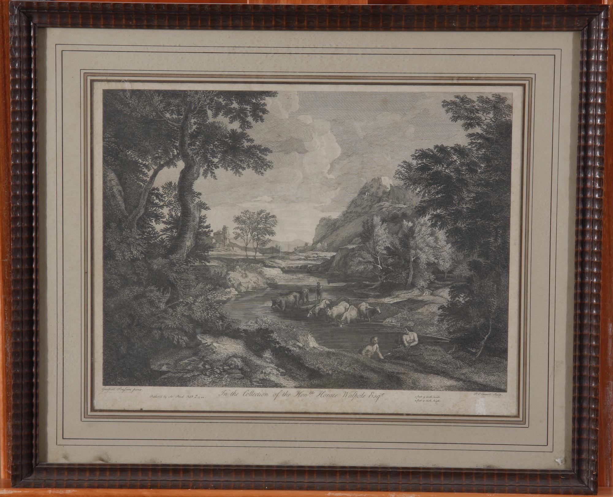 KOPPARSTICK, 1700-tal, efter Poussin, 1744.