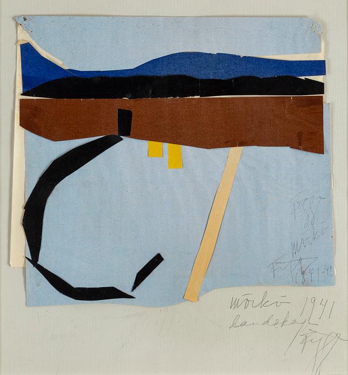 EDDIE FIGGE, collage, signed and dated Möckö 1941.