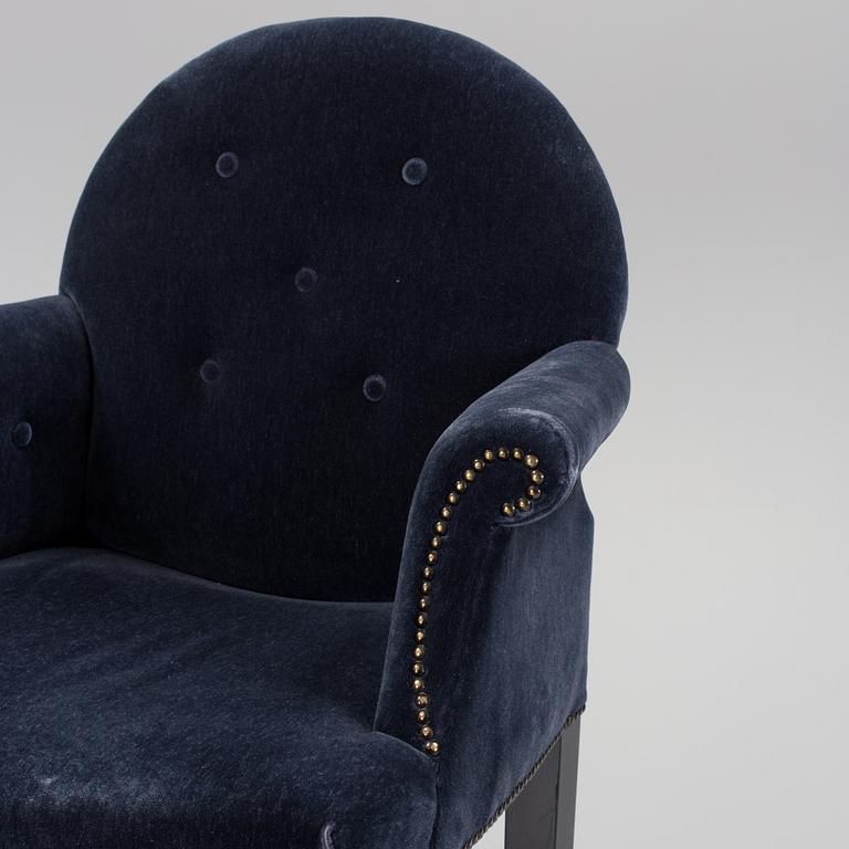 A pair of "The Simplified Moonback Counter Height Stool" barstools by Soane Britain.