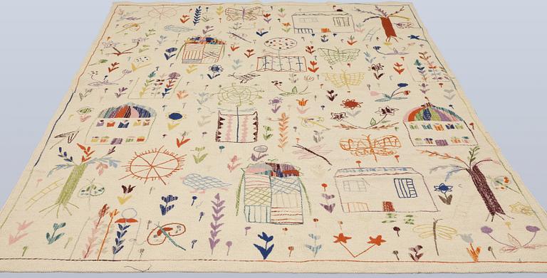 Matta, Kelim, handbroderad, ca 243 x 180 cm.