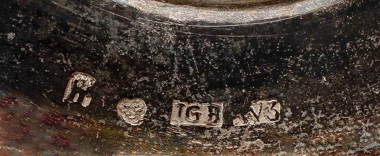 GRÄDDKANNA, silver, Jacob Gustaf Bursell, Jönköping 1827. Vikt ca 208 gram.