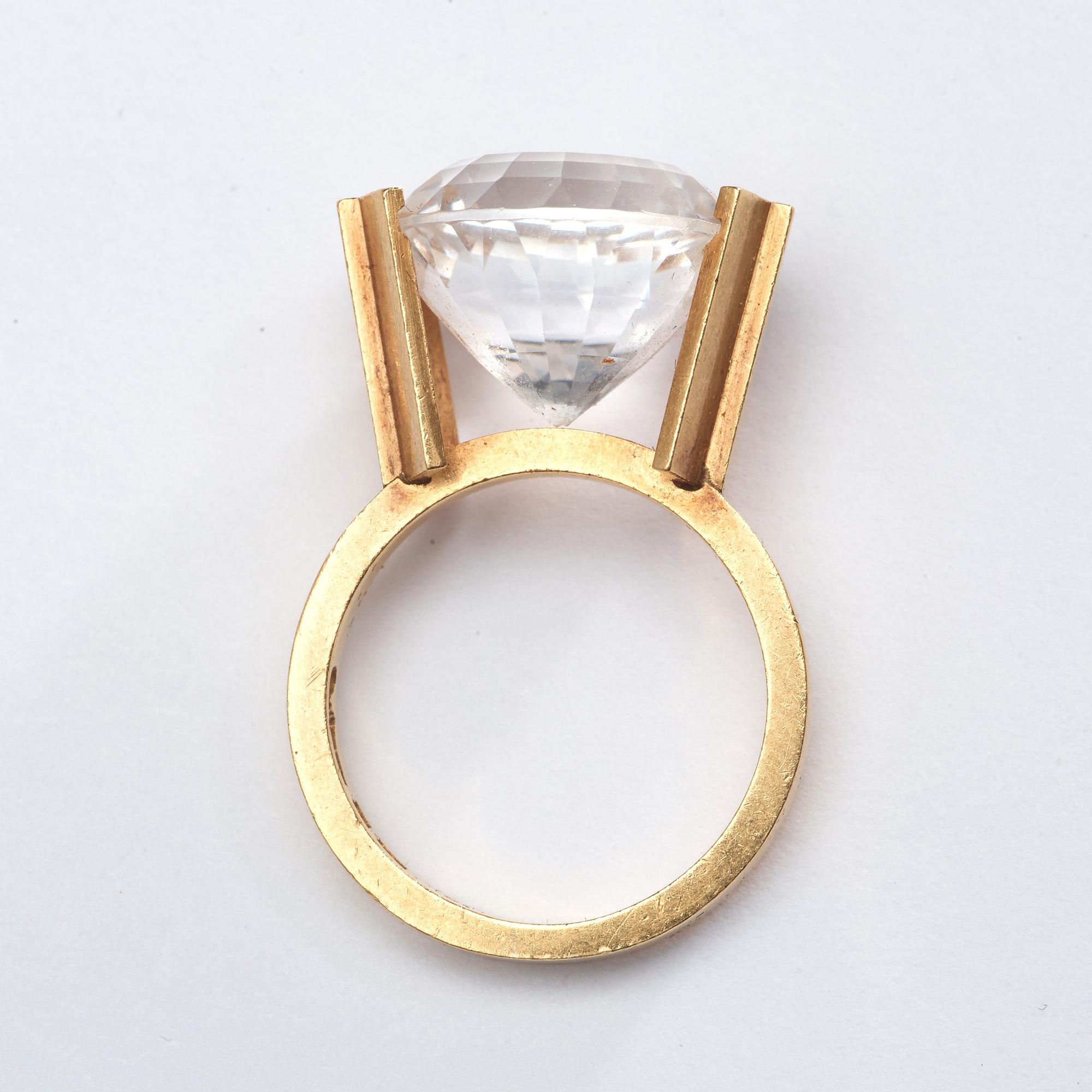 Wiwen Nilsson, a 18k gold ring with a facet cut rock crystal, Lund 1972.