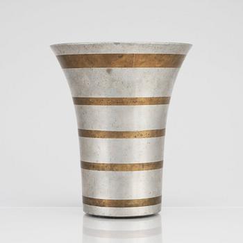Estrid Ericson, a pewter vase with brass decor, Svenskt Tenn, Stockholm 1936.