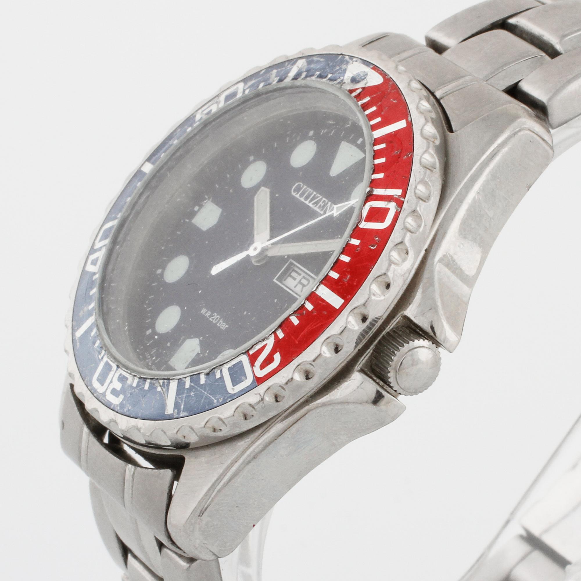CITIZEN, "Pepsi", (W.R 20 bar), wristwatch, 41 mm.