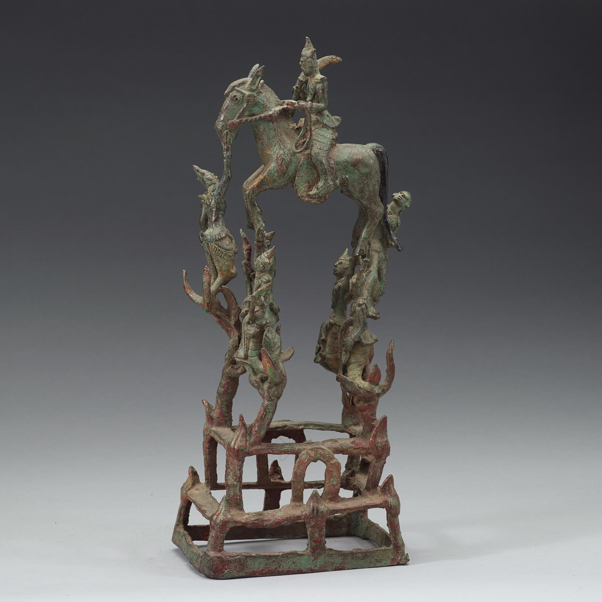 A large bronze equestrian sculpture, Burma, 19th Century.