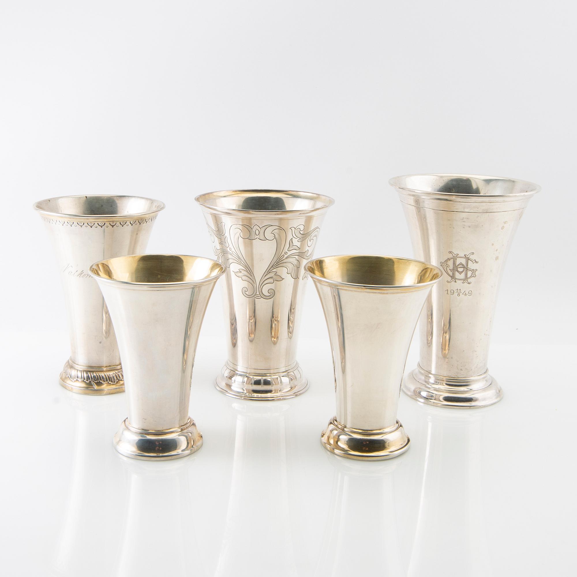 Trophies 5 pcs silver 20th century.