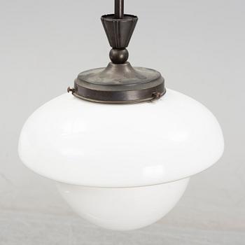 A pair of glass and patinated brass ceiling lights, Asea, 1930's.