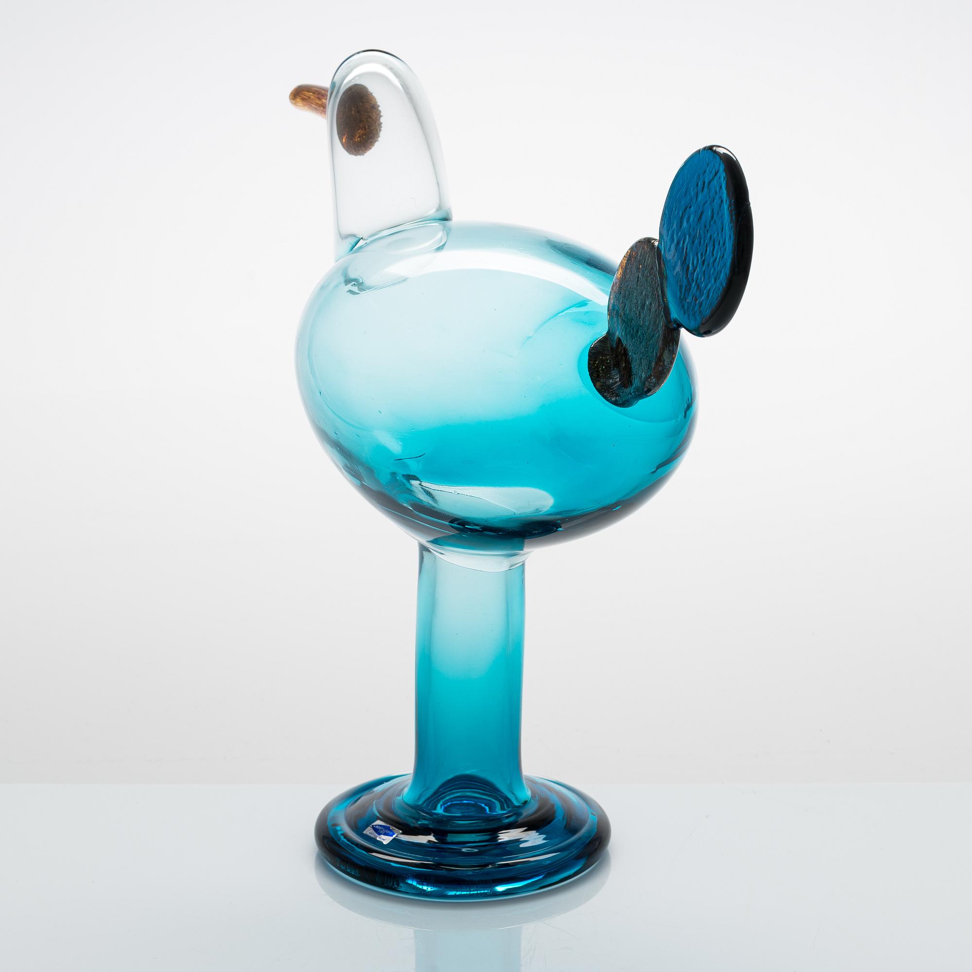 Oiva Toikka, fågel, "Kiikkuri", signerad Oiva Toikka, Nuutajärvi Notsjö.