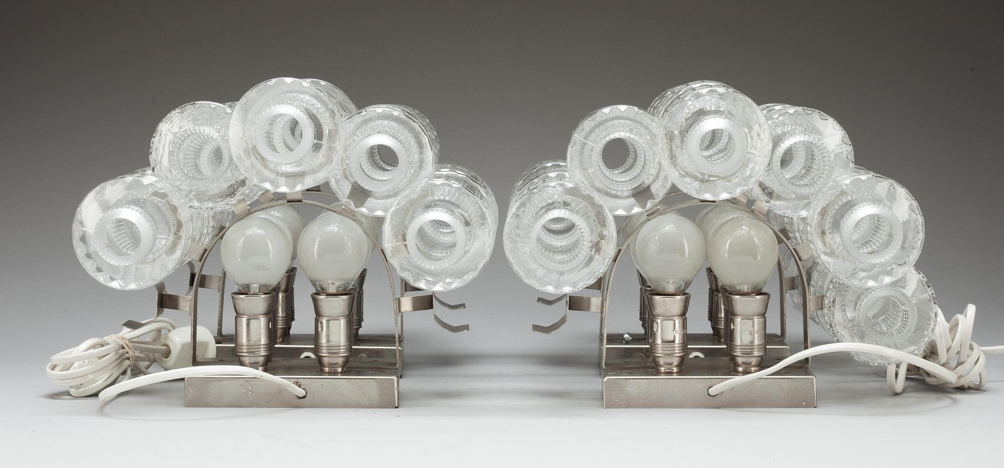 VÄGGLAMPOR, ett par, Orrefors/Fagehult.