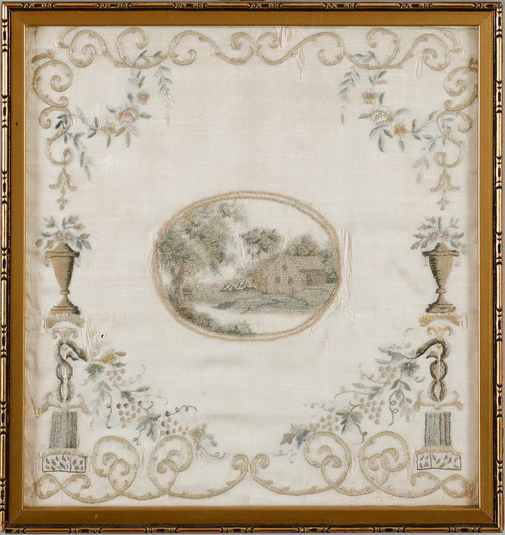 SIDENBRODERI, tidigt 1800-tal.