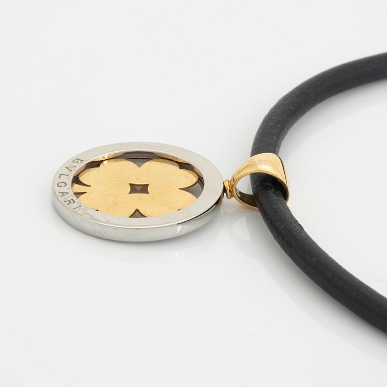 Bulgari, 18K gold and steel clover necklace.