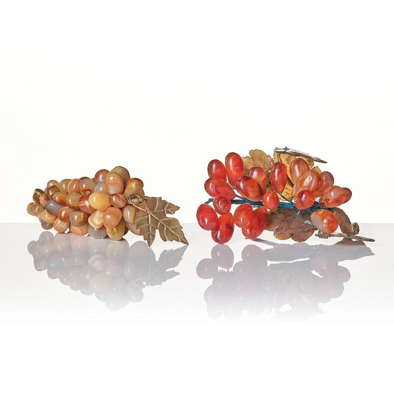 A set of two grape sculptures, China, 20th century.