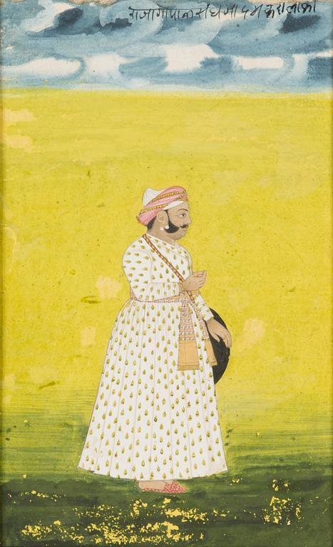 Målning, gouache på papper, bildmått 20,5 x 13 cm. Indien, 1800-tal.