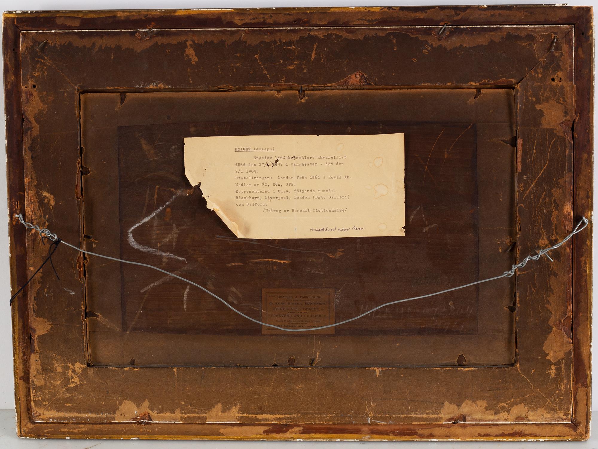 Joseph Knight, gouache, signed and dated 1891.