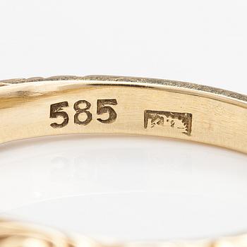 Sormus, 14K kultaa, timantteja n. 0.20 ct yht ja smaragdeja.