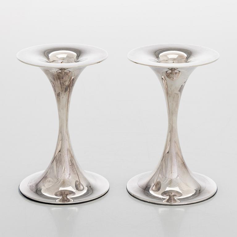 Tapio Wirkkala, a pair of silver 'Trumpet' candlesticks, Kultakeskus, Hämeenlinna 1969.