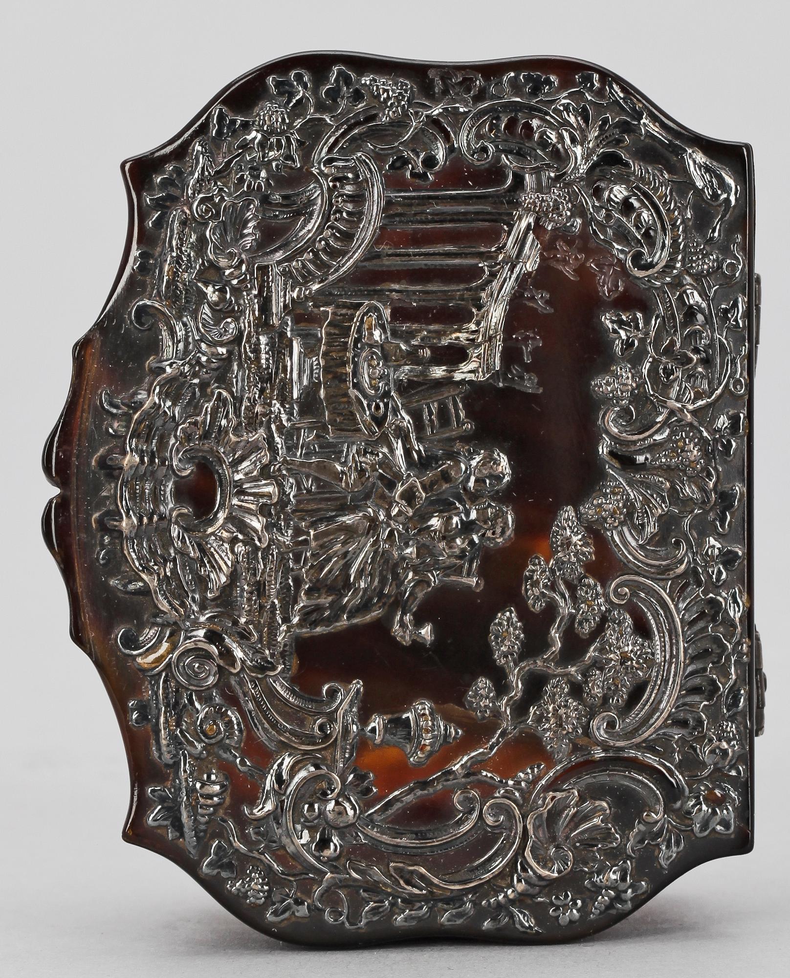 SNUSDOSA, sköldpadd och silver, senbarock, 1700-talets mitt.
