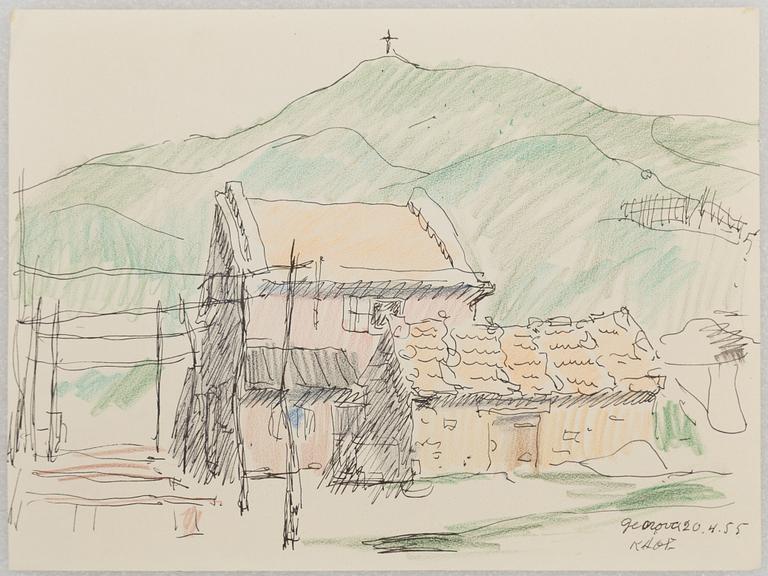 Wilhelm Kåge, a set of eight drawings, signed and dated 1905 and 1955 respectively.