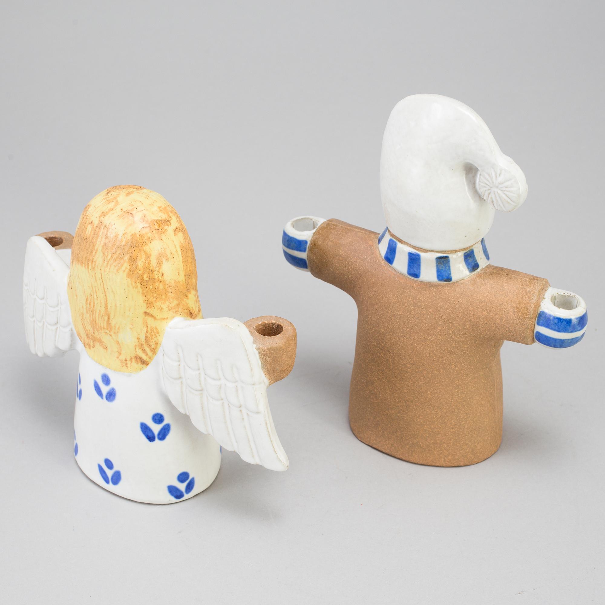 A set of two "Julius & Juliana" stoneware figurines by Lisa Larson for Gustavsberg.