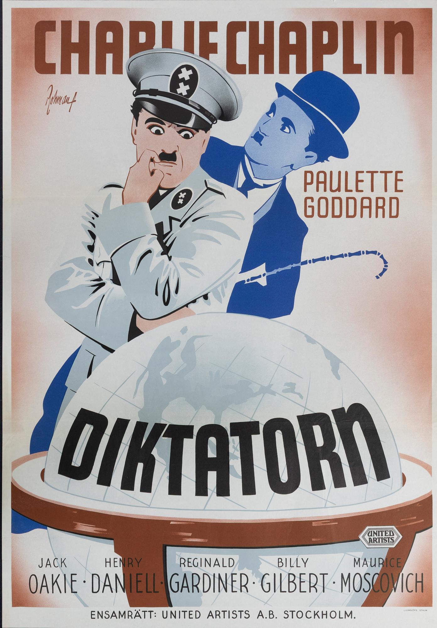 Eric Rohman, a vintage movie poster, 'Diktatorn (The Great Dictator)', 1945.