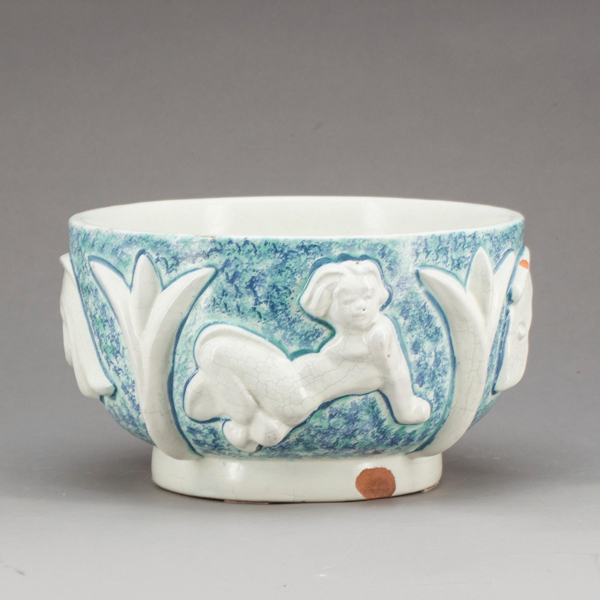 BÅLSKÅL, Maggie Wibom Uppsala Ekeby, fajans, 1930/40-tal.