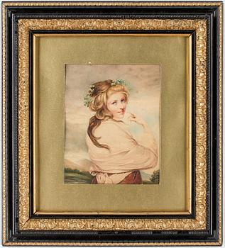 Joshua Reynolds · SIR JOSHUA REYNOLDS, kopia efter, gouache, ej signerad. Omkring 1900.
