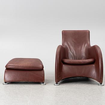 Gerard van den Berg, Armchair with footstool, "Loge", Montis, Netherlands, late 20th century.