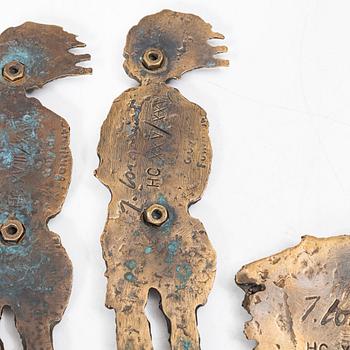 James Coignard, sculptures/wall plaques, 2 + 3 pieces, bronze, signed, Guyot Fondeur.