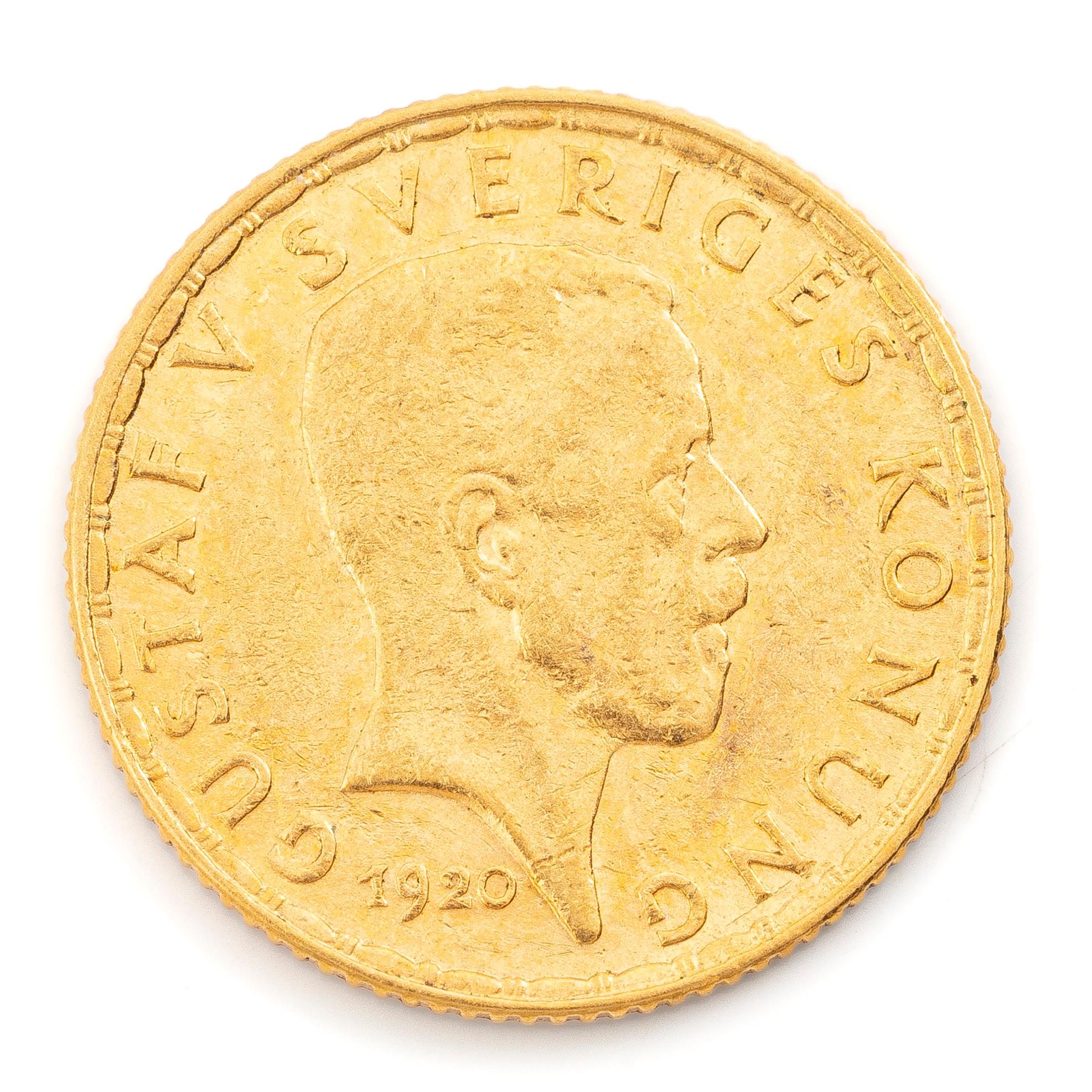 Guldmynt, Sverige, Gustav V, 5 kronor, 1920.