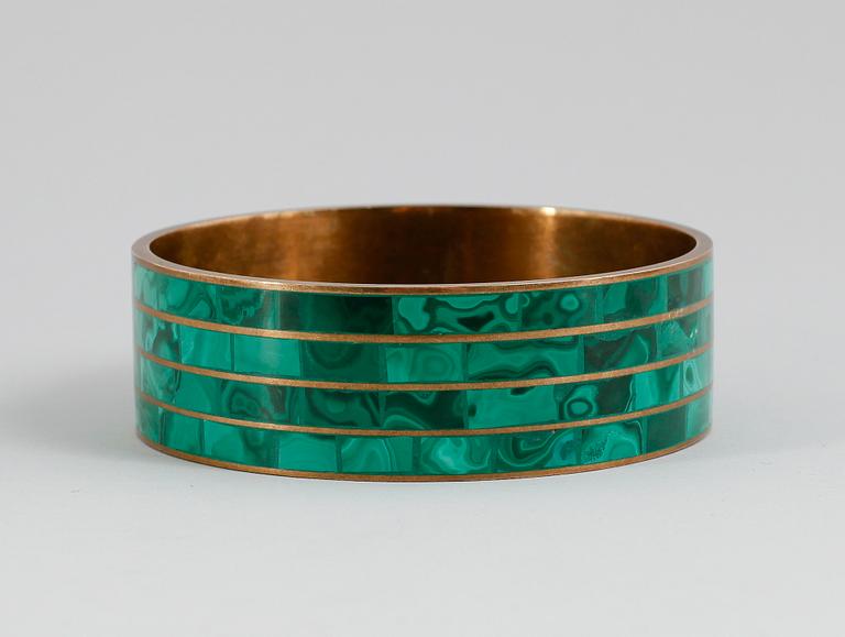 SKÅL, mässing och malakit, 1900-talets mitt.