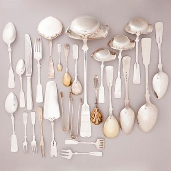 A 111-piece set of shell decorated silver cutlery, Finland, mainly from the first half of the 20th Century.