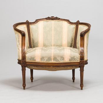 Bergere, fåtölj, Louis XVI-stil, Frankrike, omkring 1900.