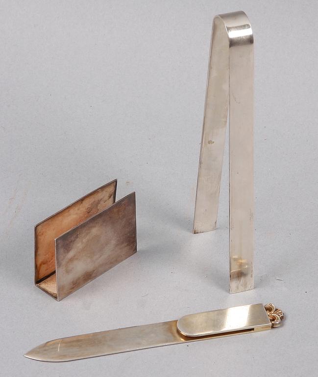 PARTI SILVER, 3 delar, sterling, Wiven Nilsson, Lund, 1967-75. Ca 120 g.