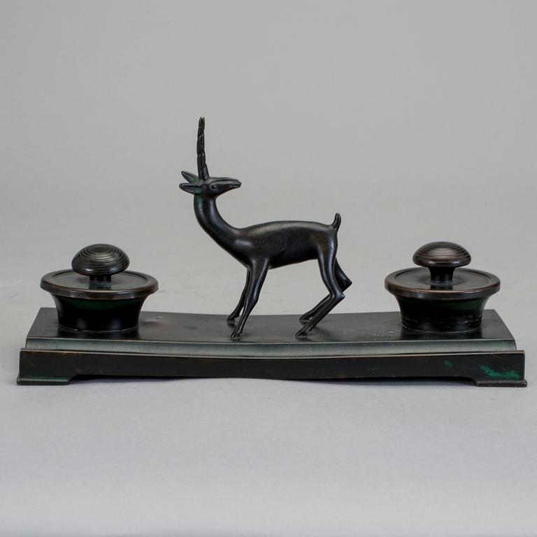 SKRIVSET, brons, Nils Fougstedt, Fabriksaktiebolaget Kronsilver FAK, 1920/30-tal.