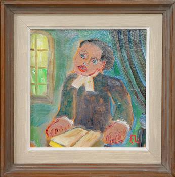 FRANS LARSSON, olja på pannå, sign.