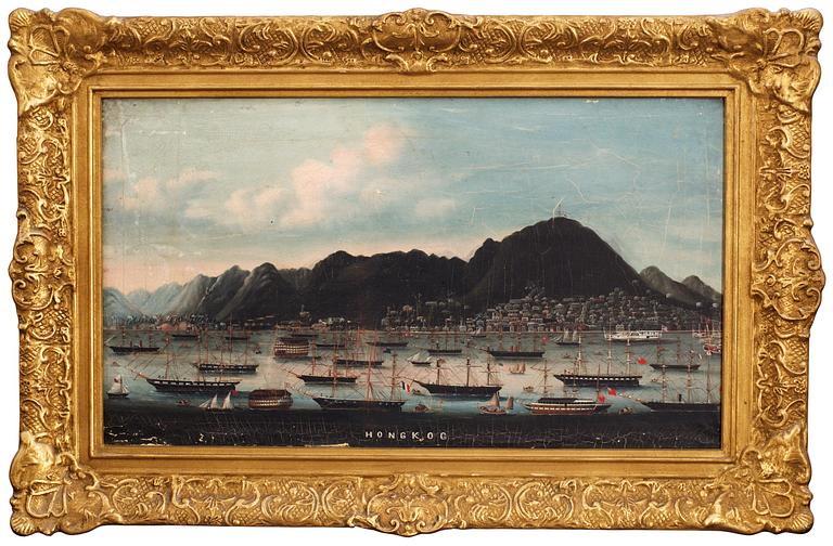 An oil painting of Hong Kong by an anonymous artist, Qing dynasty, 19th Century.