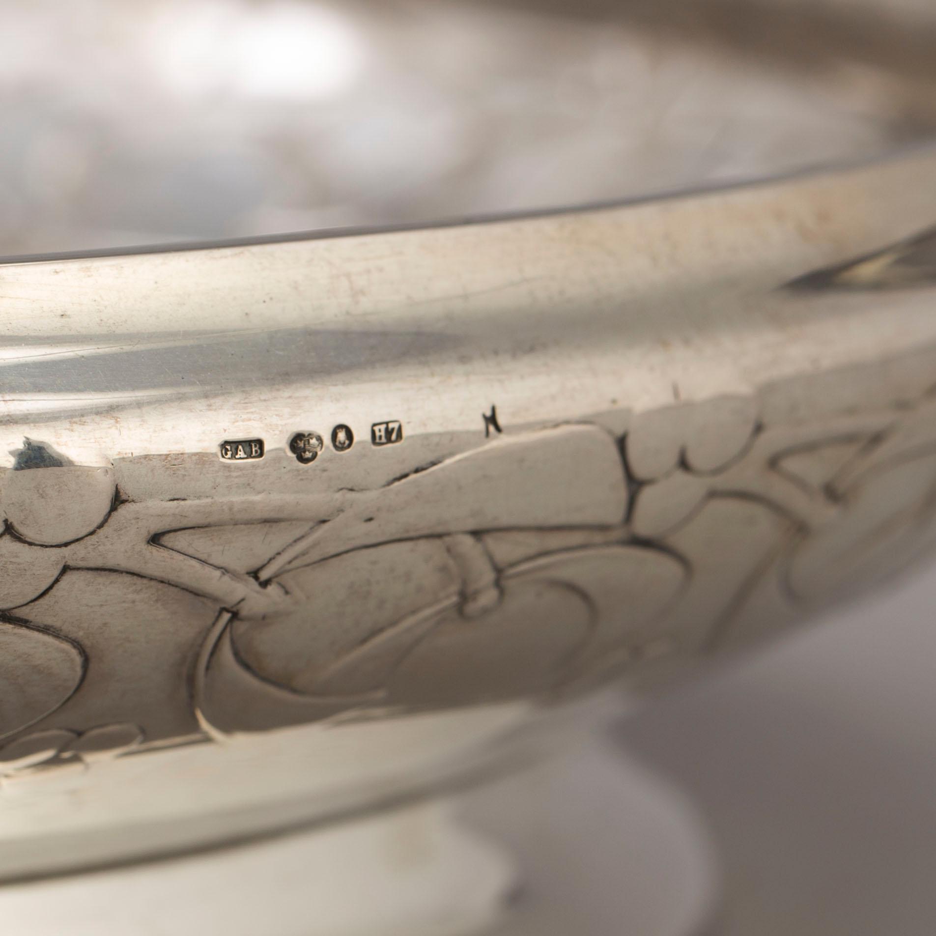 A Swedish Art Nouveau silver bowl, makers mark GAB, Stockholm, 1910.