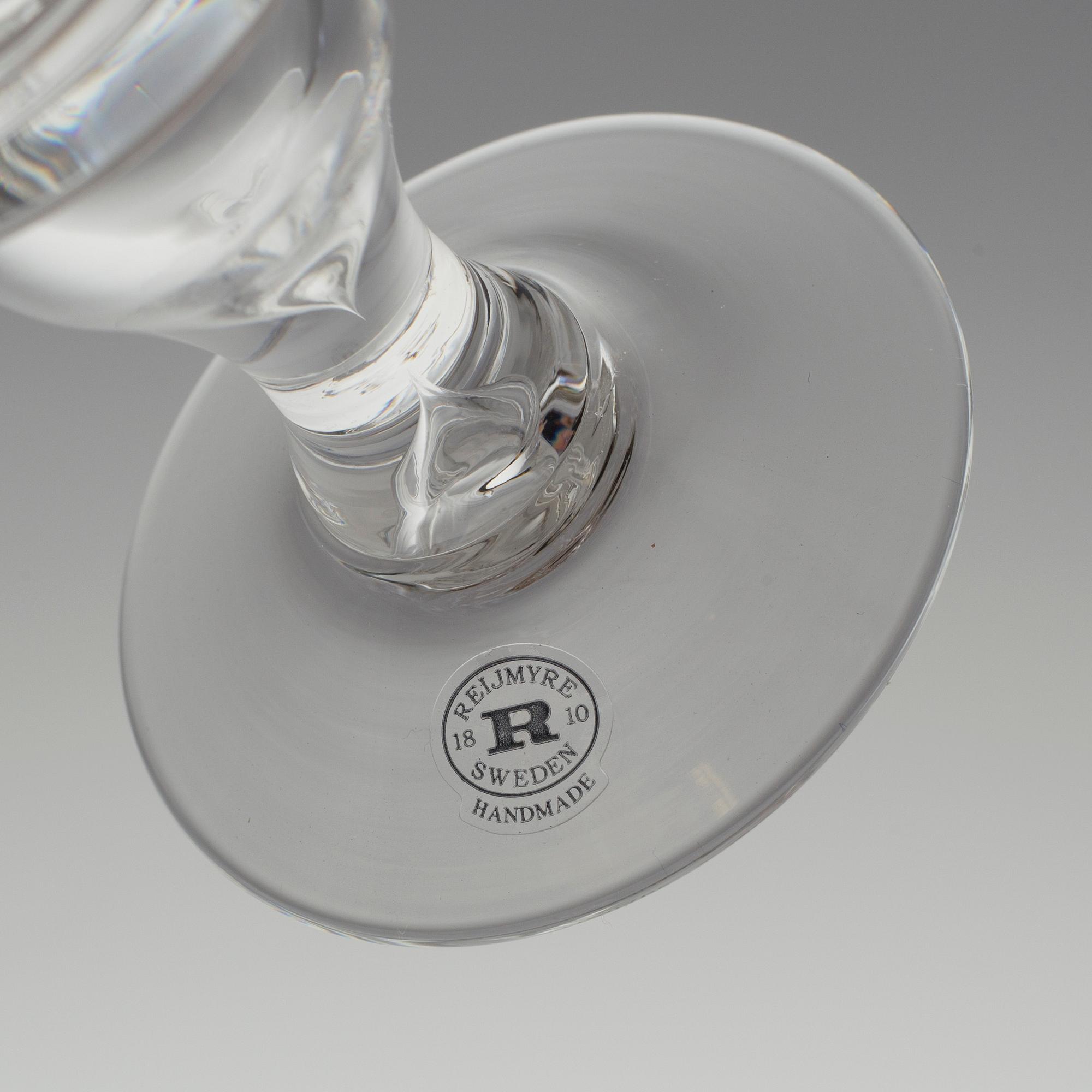 A set of twelve "Antik" wine glasses by Reijmyre Glasbruk.