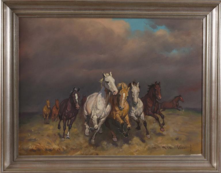 JANOS VISKI, olja på duk, sign.