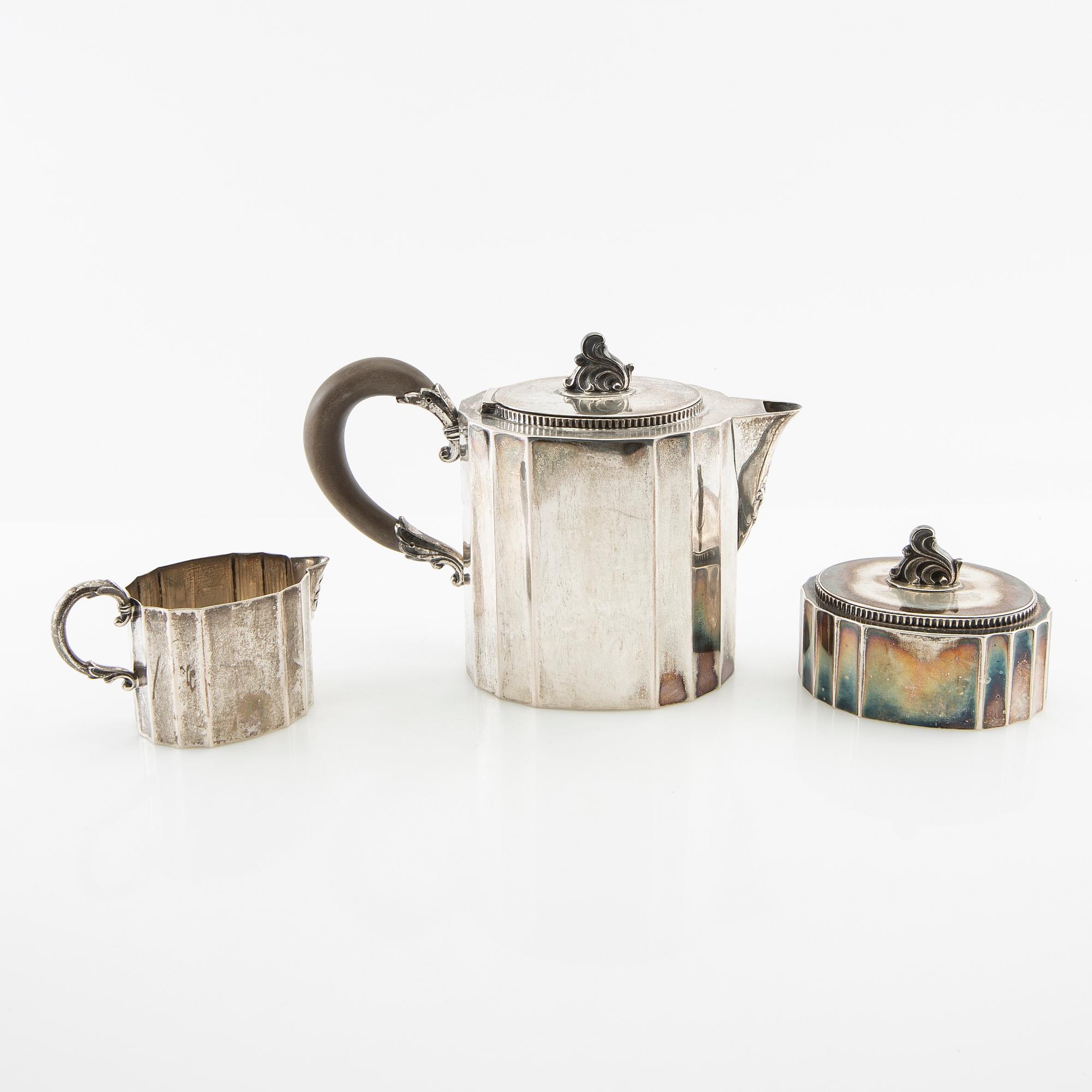 Kaffeservis 3 dlr silver, CG Hallberg Stockholm 1941.