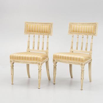A set of six late Gustavian chairs, Stockholm, late 18th century.