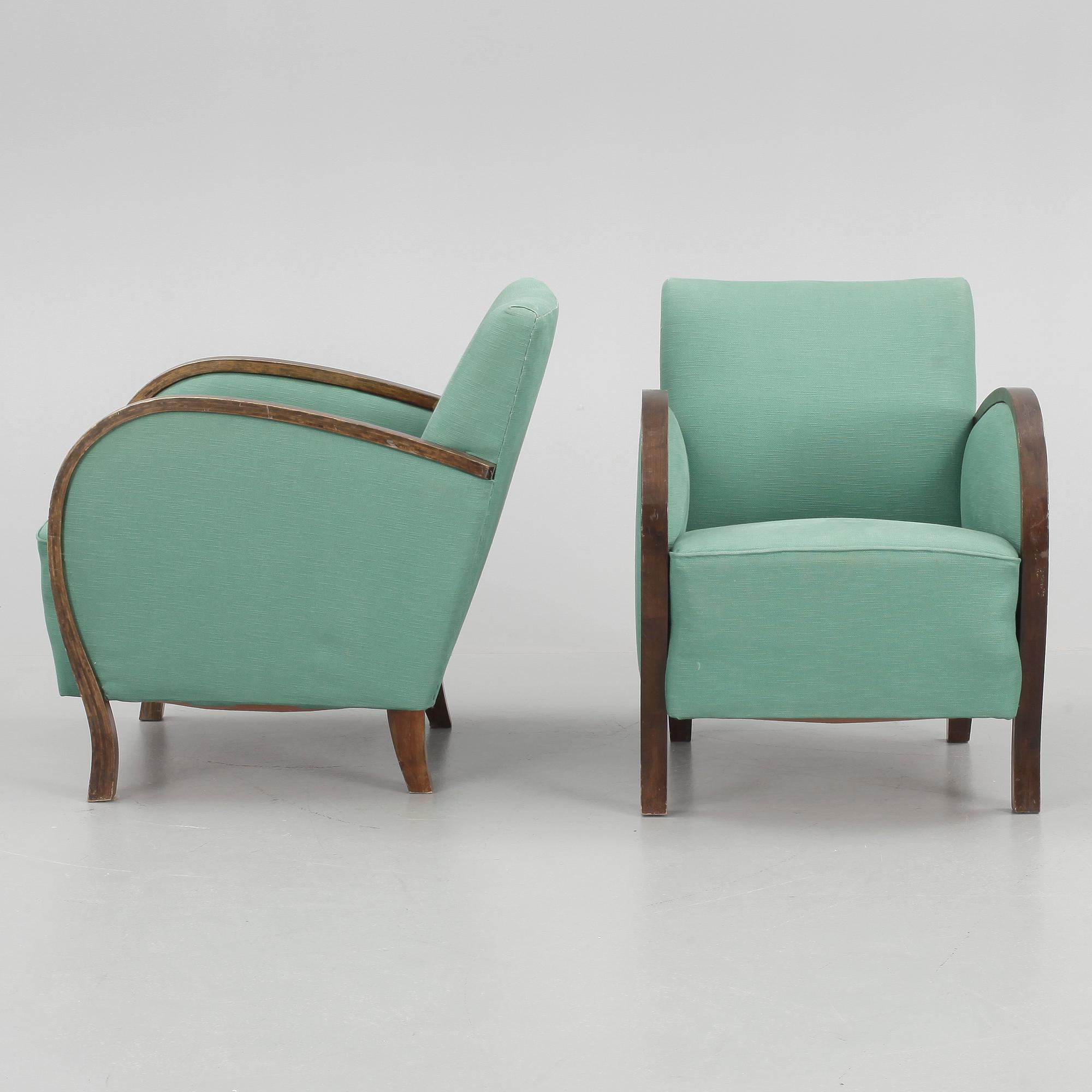 FÅTÖLJER, ett par, art déco, 1930/40-tal.