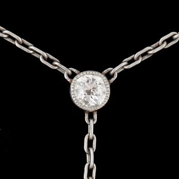 A sapphre and rose-cut diamond necklace with a watch pendant. Probably Russian.