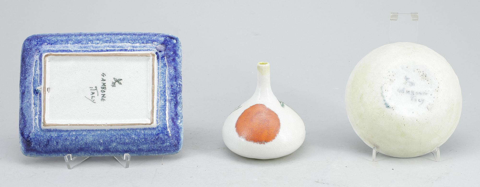 PARTI KERAMIK, 3 delar, Guido Gambone, Italien, omkring 1900-talets mitt.