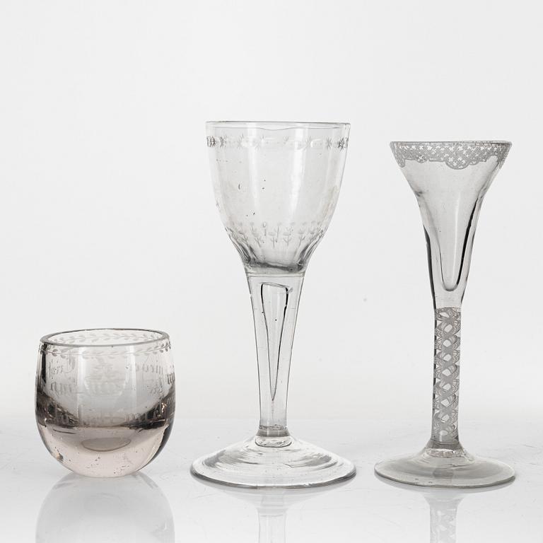 Three glasses, 18th-19th Century.